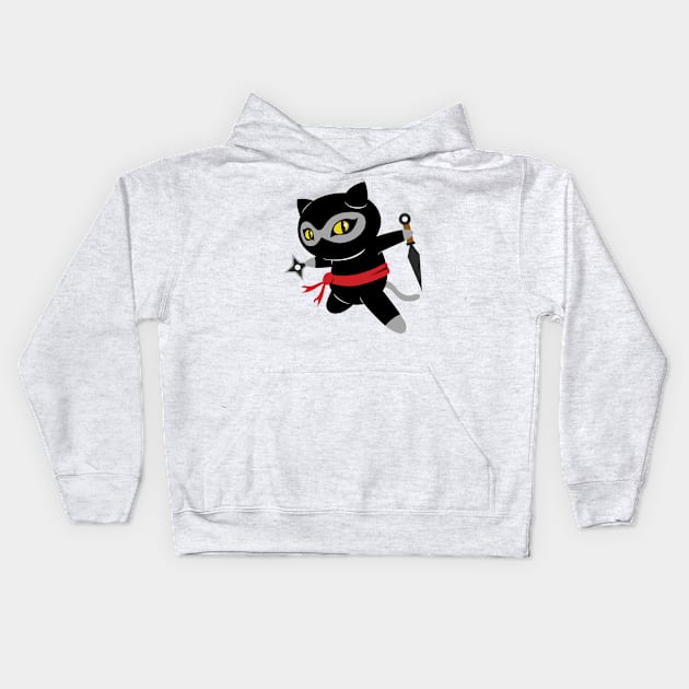 Ninja Cat Strikes! Kids Hoodie by The Toku Verse